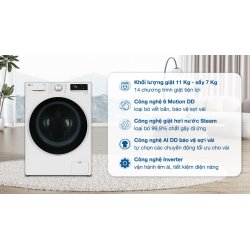 Máy giặt sấy LG AI DD Inverter giặt 11 kg - sấy 7 kg FV1411D4W