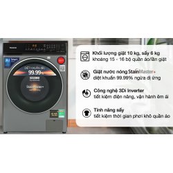 Máy giặt sấy Panasonic Inverter giặt 10 kg - sấy 6 kg NA-S106FC1LV