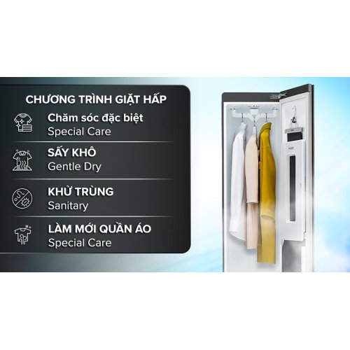 Tủ chăm sóc quần áo thông minh LG Styler Inverter 3 móc S3MFC 0