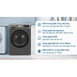 Máy giặt sấy LG AI DD Inverter giặt 14 kg - sấy 8 kg FV1414H3BA 0