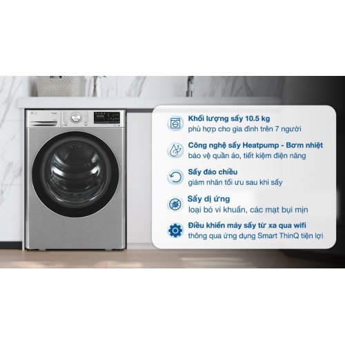 Máy sấy bơm nhiệt LG 10.5 kg DVHP50P 0