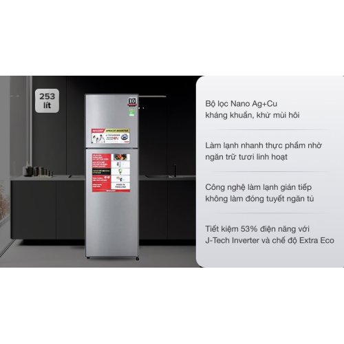 Tủ lạnh Sharp Inverter 253 lít SJ-X281E-DS 0