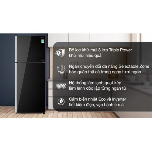 Tủ lạnh Hitachi Inverter 366 lít R-FVX480PGV9 GBK 0