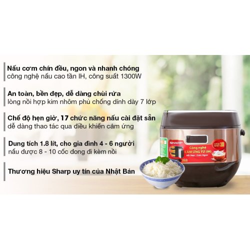 Nồi cơm cao tần Sharp 1.8 lít KS-IH191V-GL 0