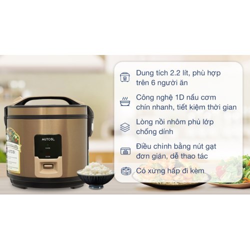 Nồi cơm nắp gài Mutosi 2.2 lít MR-36PB 0