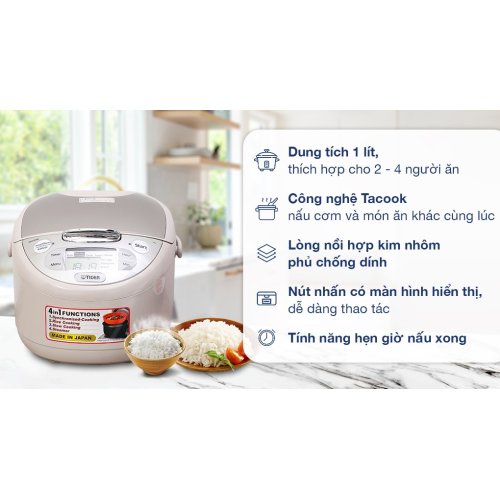 Nồi cơm điện tử Tiger 1 lít JAX-S10W 0