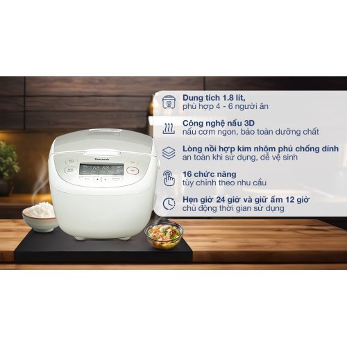 Nồi cơm điện tử Panasonic 1.8 lít SR-CP188NRAM 0
