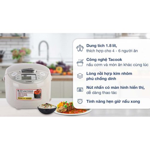 Nồi cơm điện tử Tiger 1.8 lít JAX-S18W 0