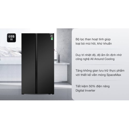 Tủ lạnh Samsung Inverter 655 lít Side By Side RS62R5001B4/SV 0