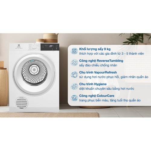 Máy sấy thông hơi Electrolux UltimateCare 9 kg EDS904H3WC 0