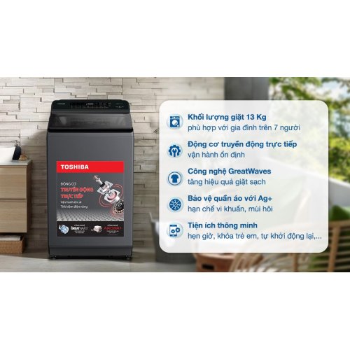 Máy giặt Toshiba Inverter 13 kg AW-T26D1400TV (MG) 2026 0
